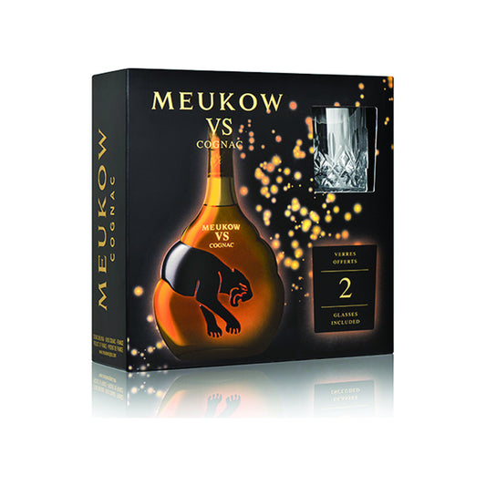 Meukow VS konjak darilni set z dvema kozarcema